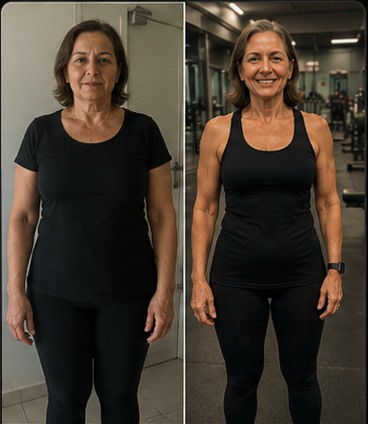 Antes e depois de disposição aos 60 mais