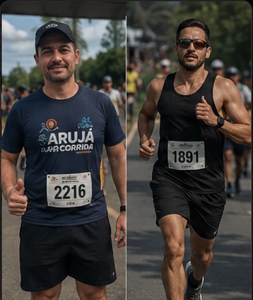 Antes e depois de preparação para maratona